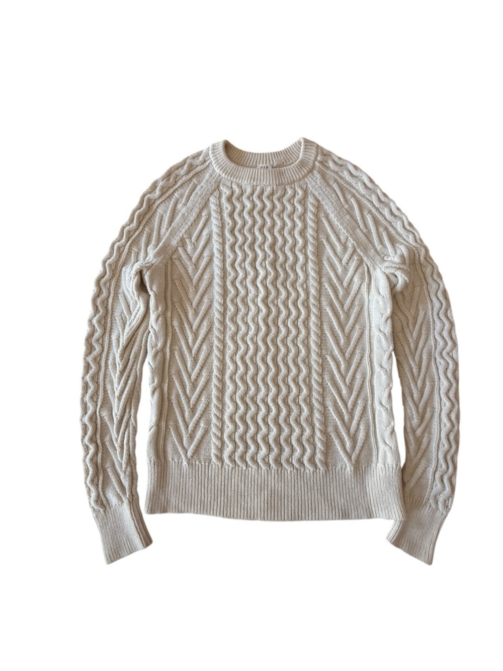 Gap Preppy White Fisherman Cabled Cotton Pullover Sweater XS